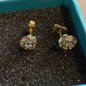 Elegant Gold and Silver Rose Stud Earrings